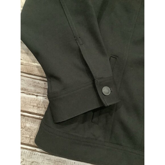 Chico's Black Button Stretch Denim Jacket Removable Faux Fur Collar SZ 3  NWOT - Picture 7 of 9